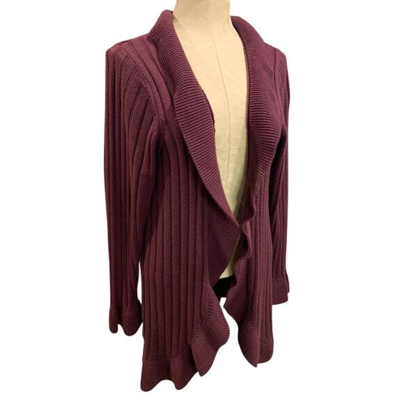 Avenue Sweaters - 18/20 Avenue Sweater Collection Womens Eggplant Open Cardigan